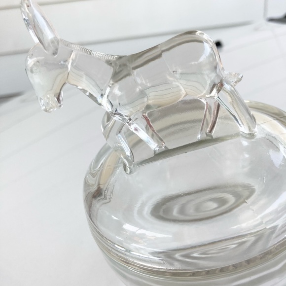 Vintage Jeannette Glass Donkey Powder Dish or Jar - Picture 4 of 12